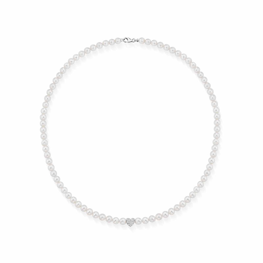 Ninfea | Gold, pearl, and diamond necklace