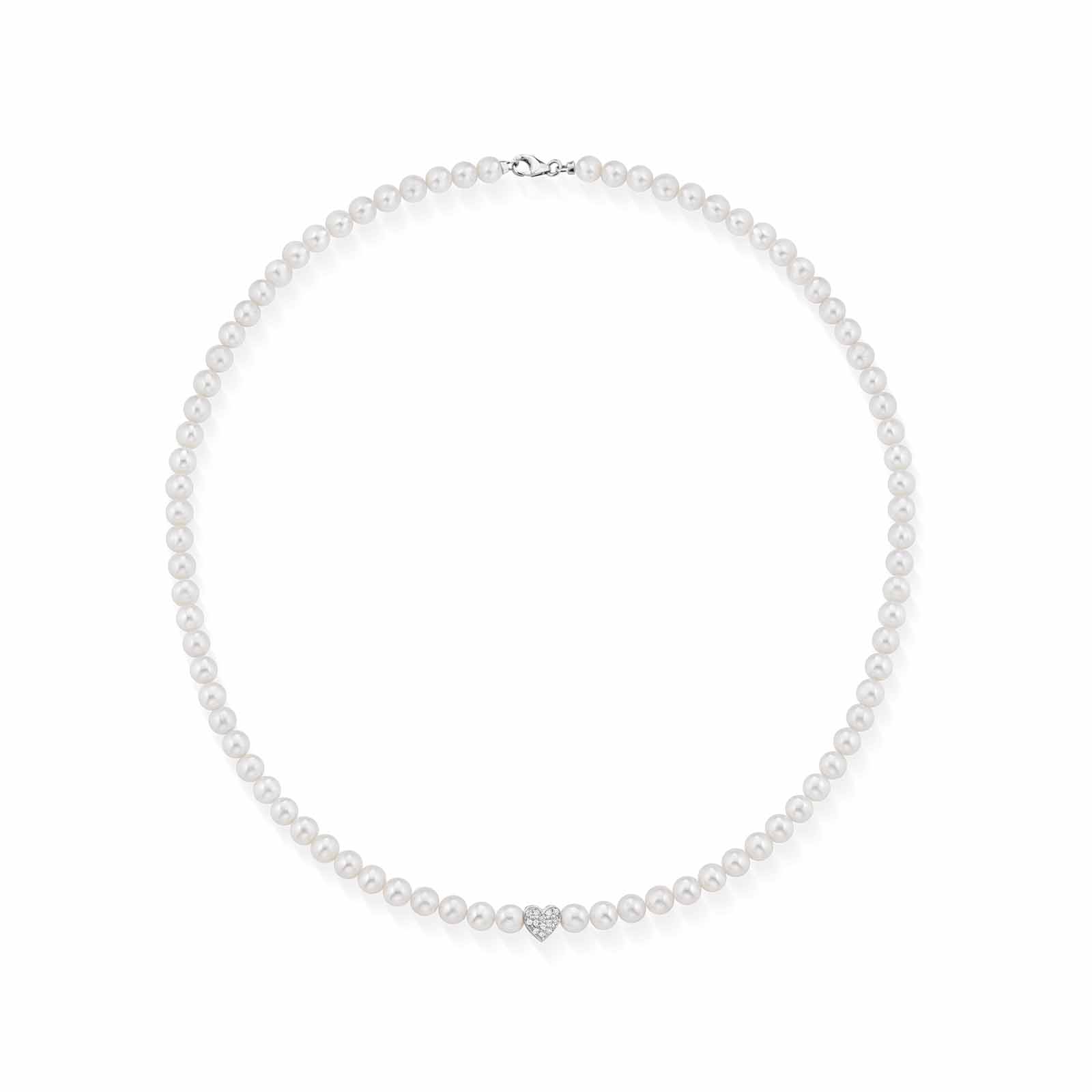 Ninfea | Collana in oro, perle e diamanti