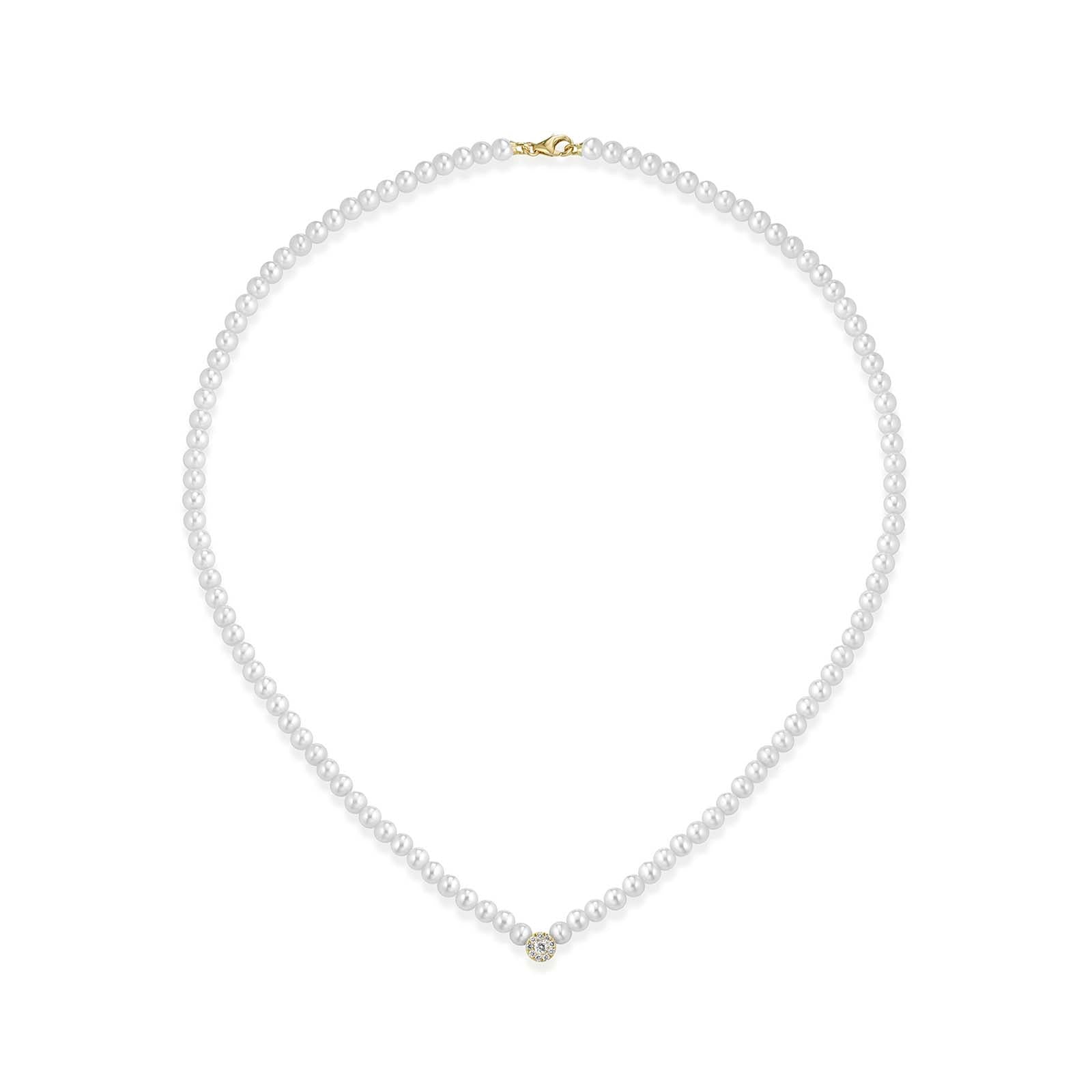 Ninfea | Collana in oro, perle e diamanti