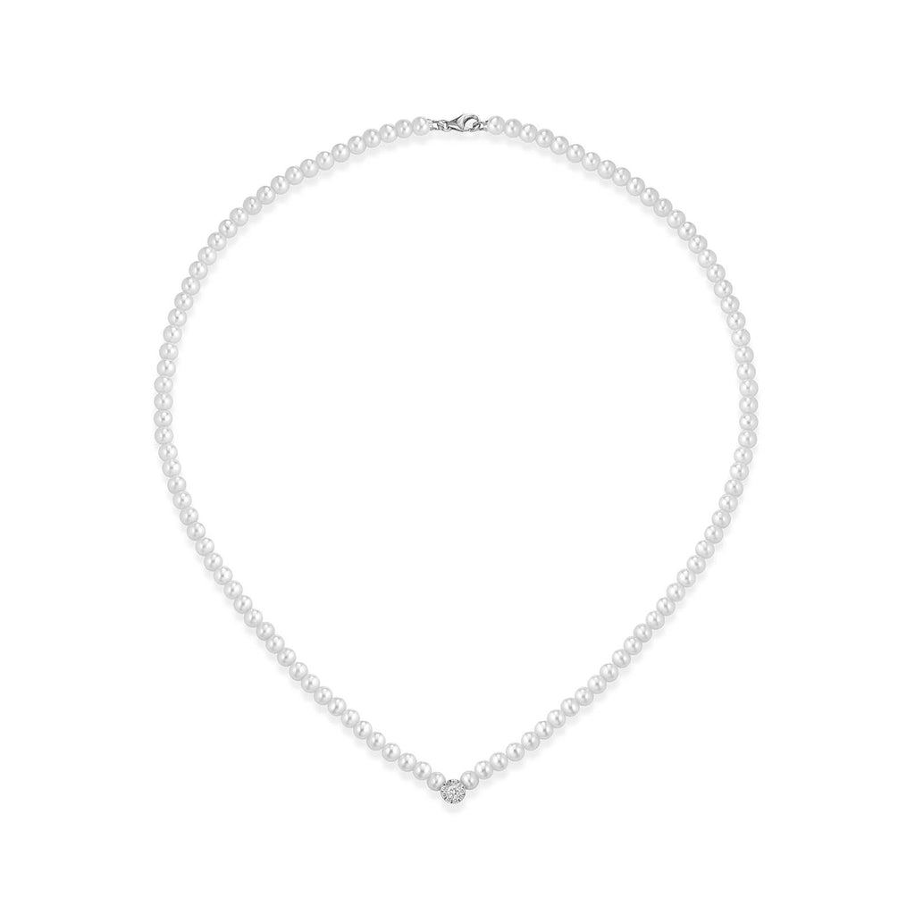 Ninfea | Collana in oro, perle e diamanti