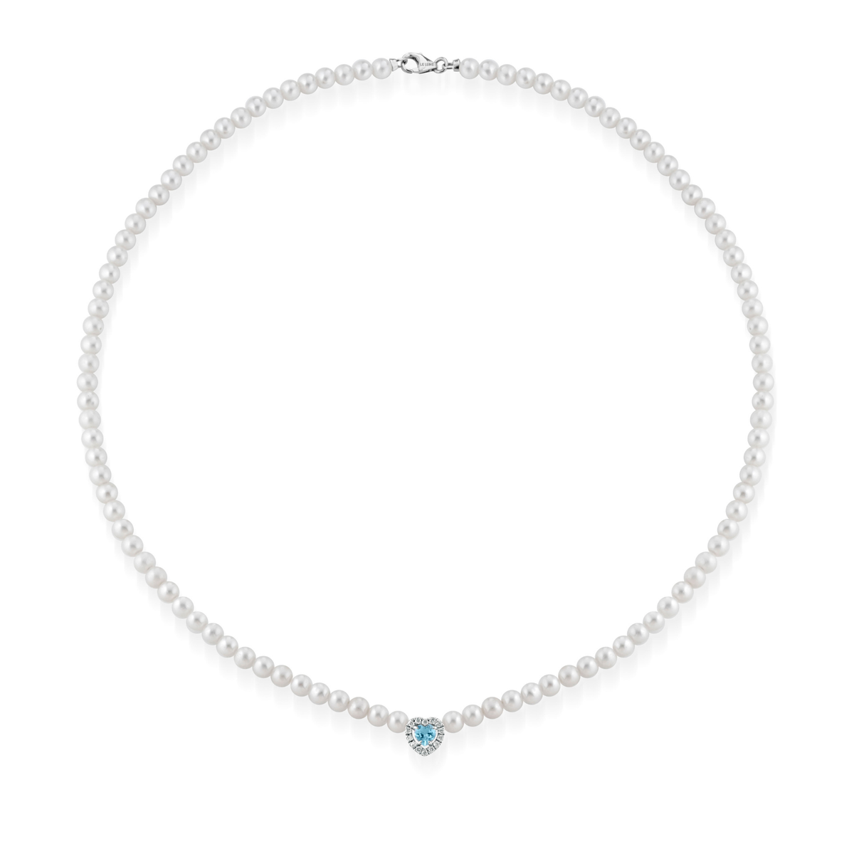 Ninfea | Collana con perle, acquamarina, diamanti e oro