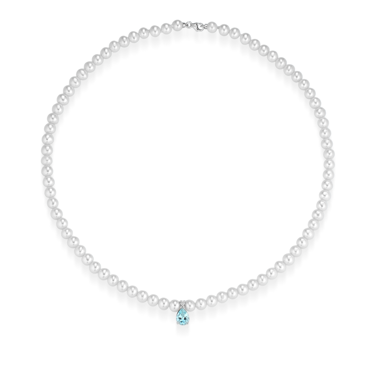 Ninfea | Collana con perle, acquamarina, diamanti e oro