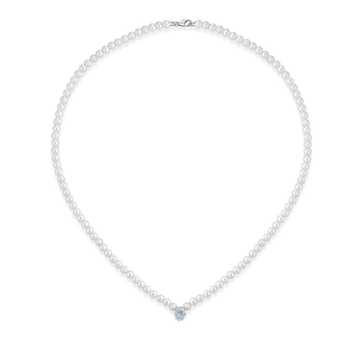 Ninfea | Collana di perle con pietra preziosa, diamanti e oro