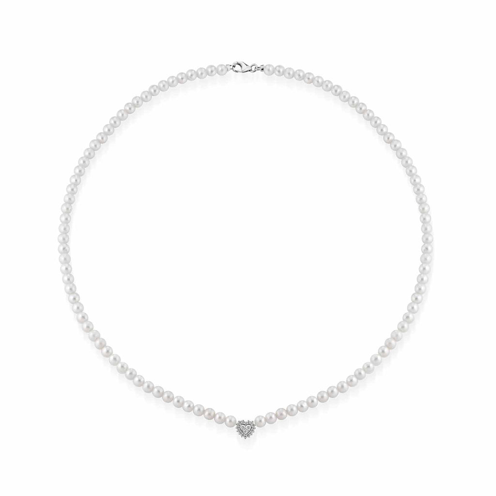 Ninfea | Collana con perle, diamanti e oro