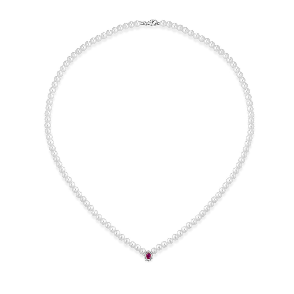 Ninfea | Collana di perle con pietra preziosa, diamanti e oro