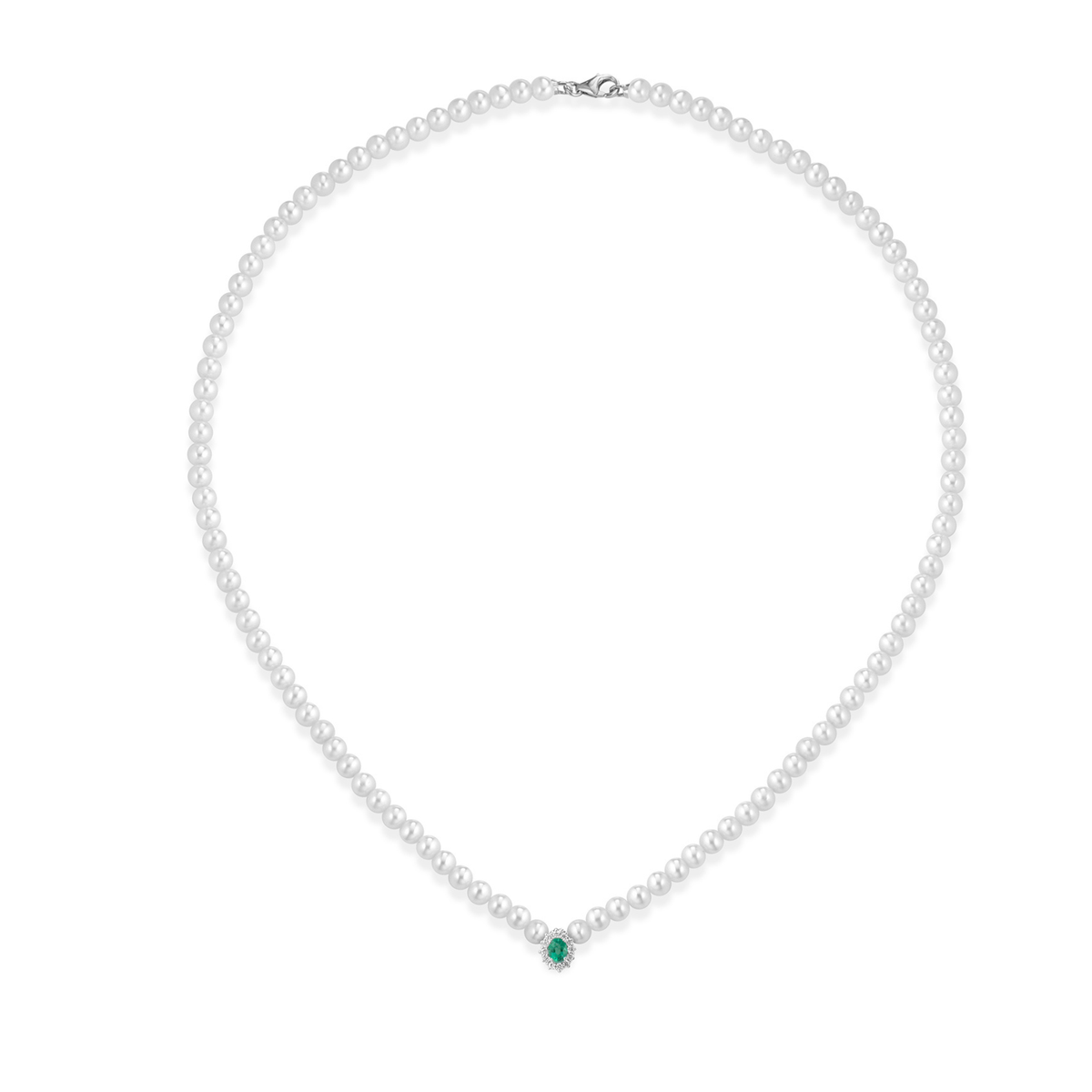 Ninfea | Collana di perle con pietra preziosa, diamanti e oro