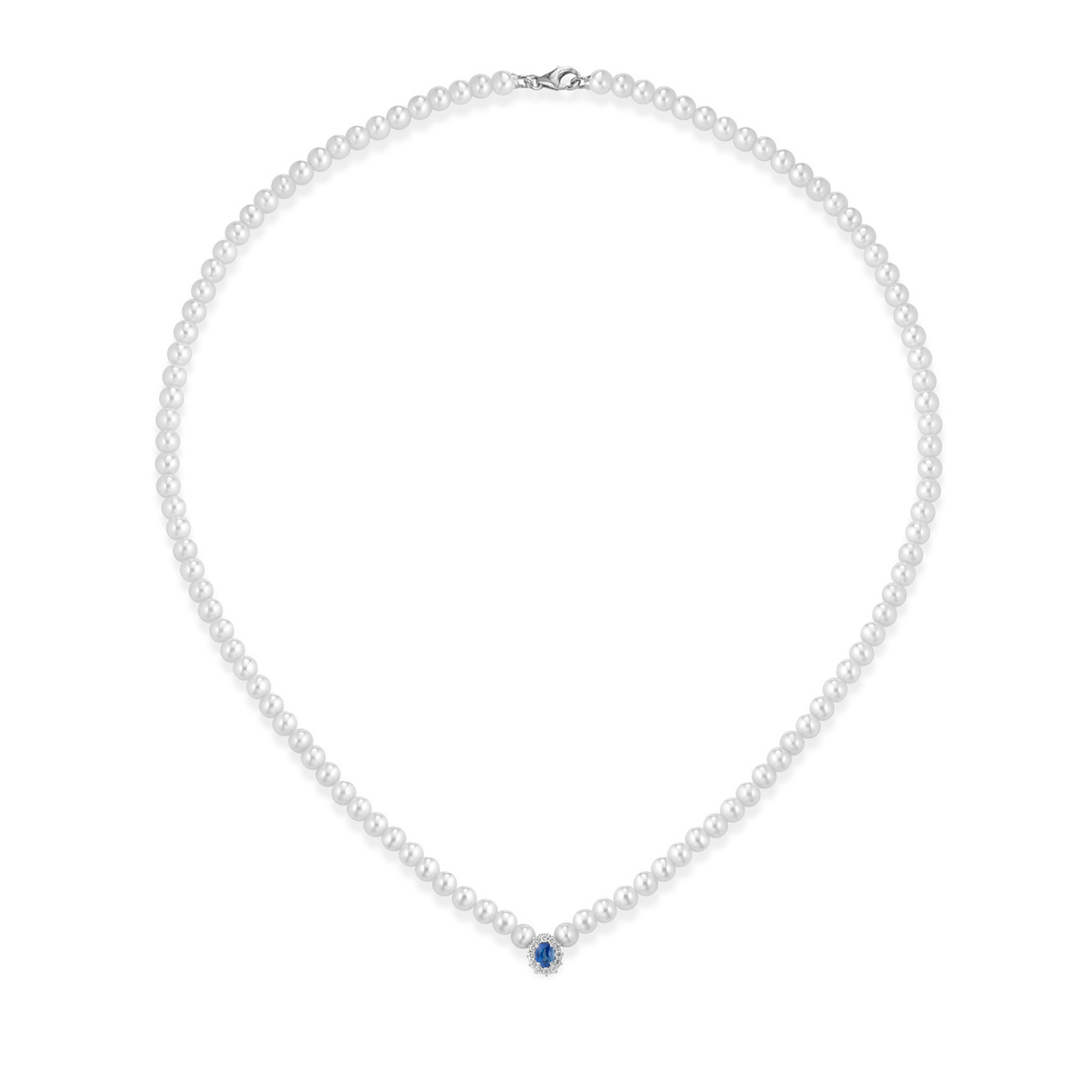 Ninfea | Collana di perle con pietra preziosa, diamanti e oro