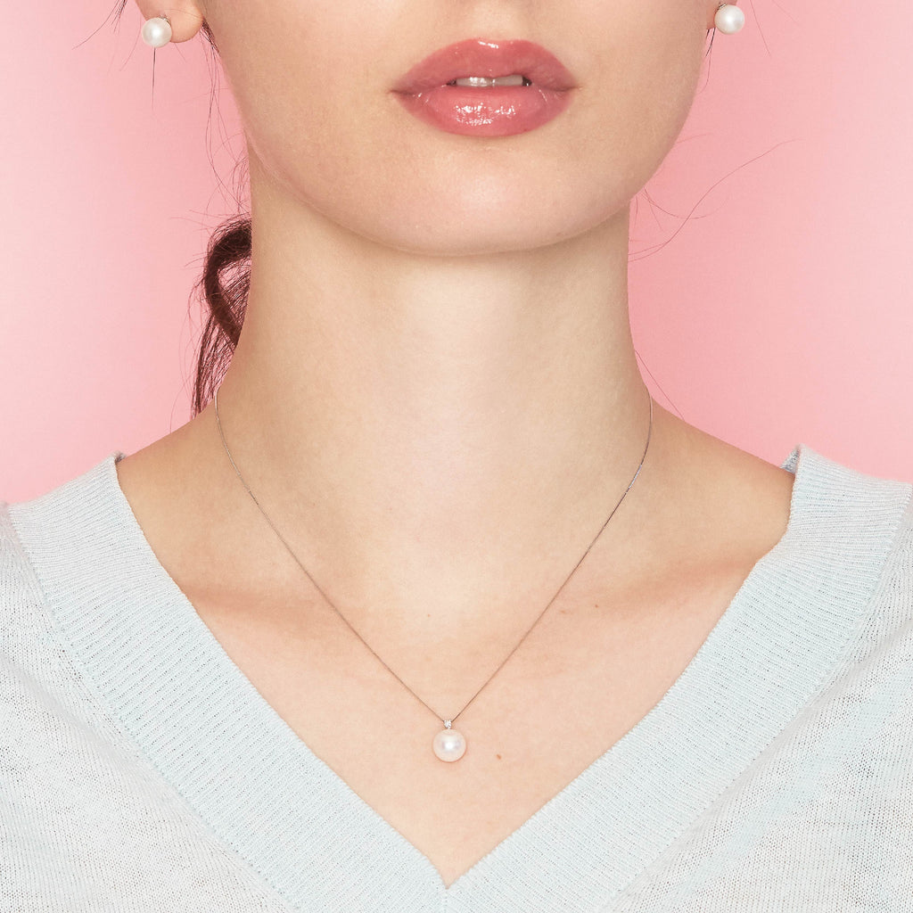 Classic | Pendente in oro con perla e diamante