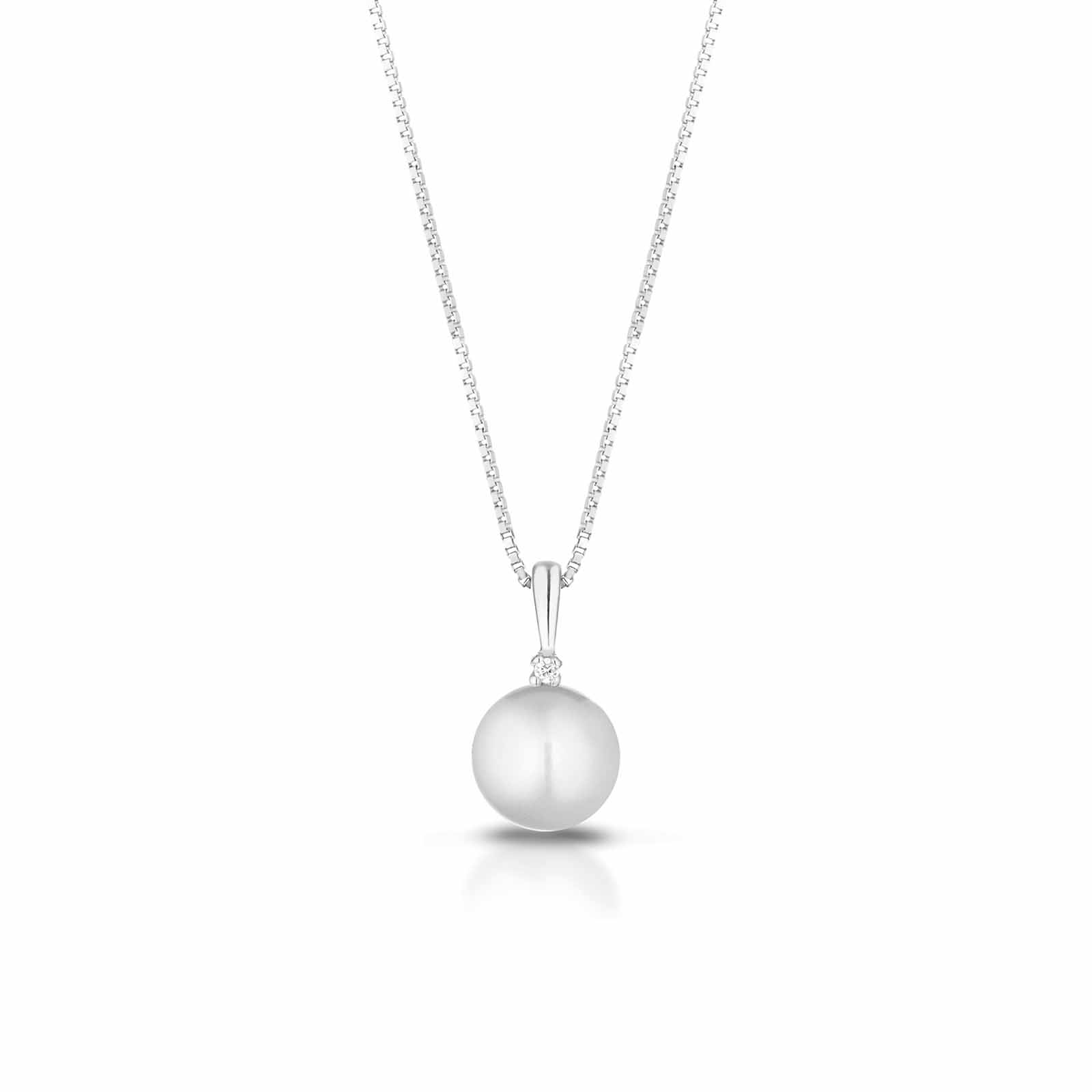 Set | Pendente in oro bianco, perla e diamanti