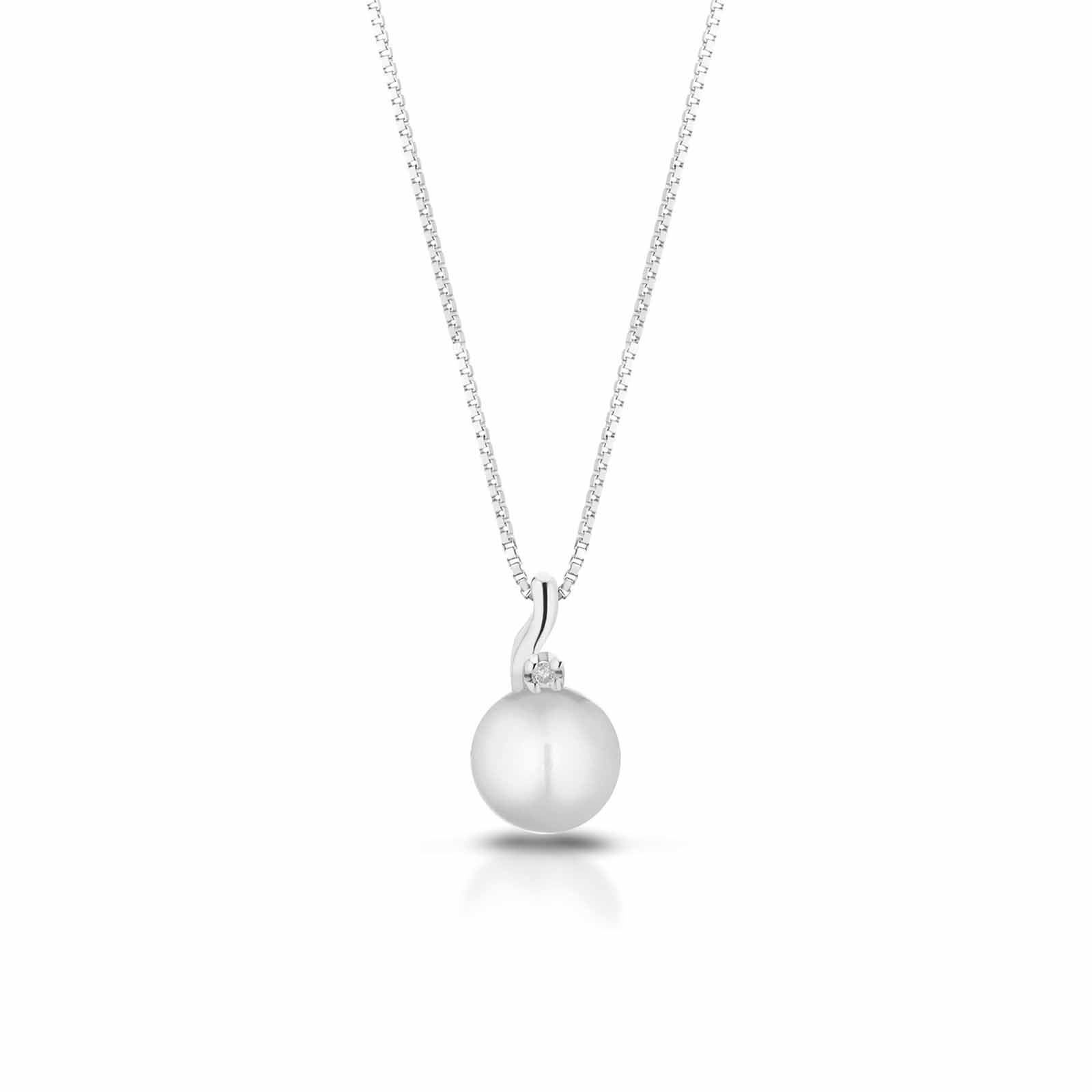 Set | Pendente in oro bianco, perla e diamanti