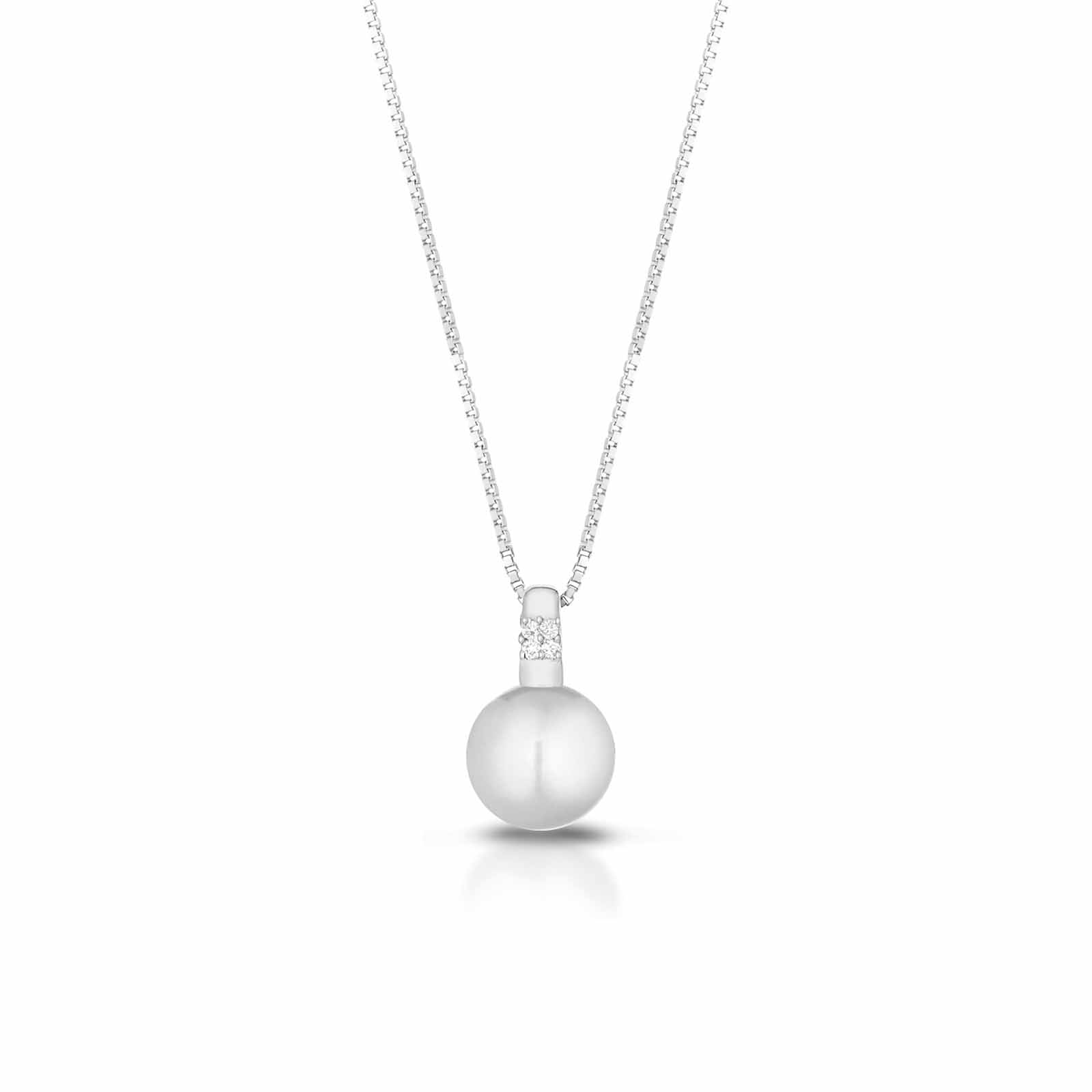 Set | Pendente in oro bianco, perla e diamanti