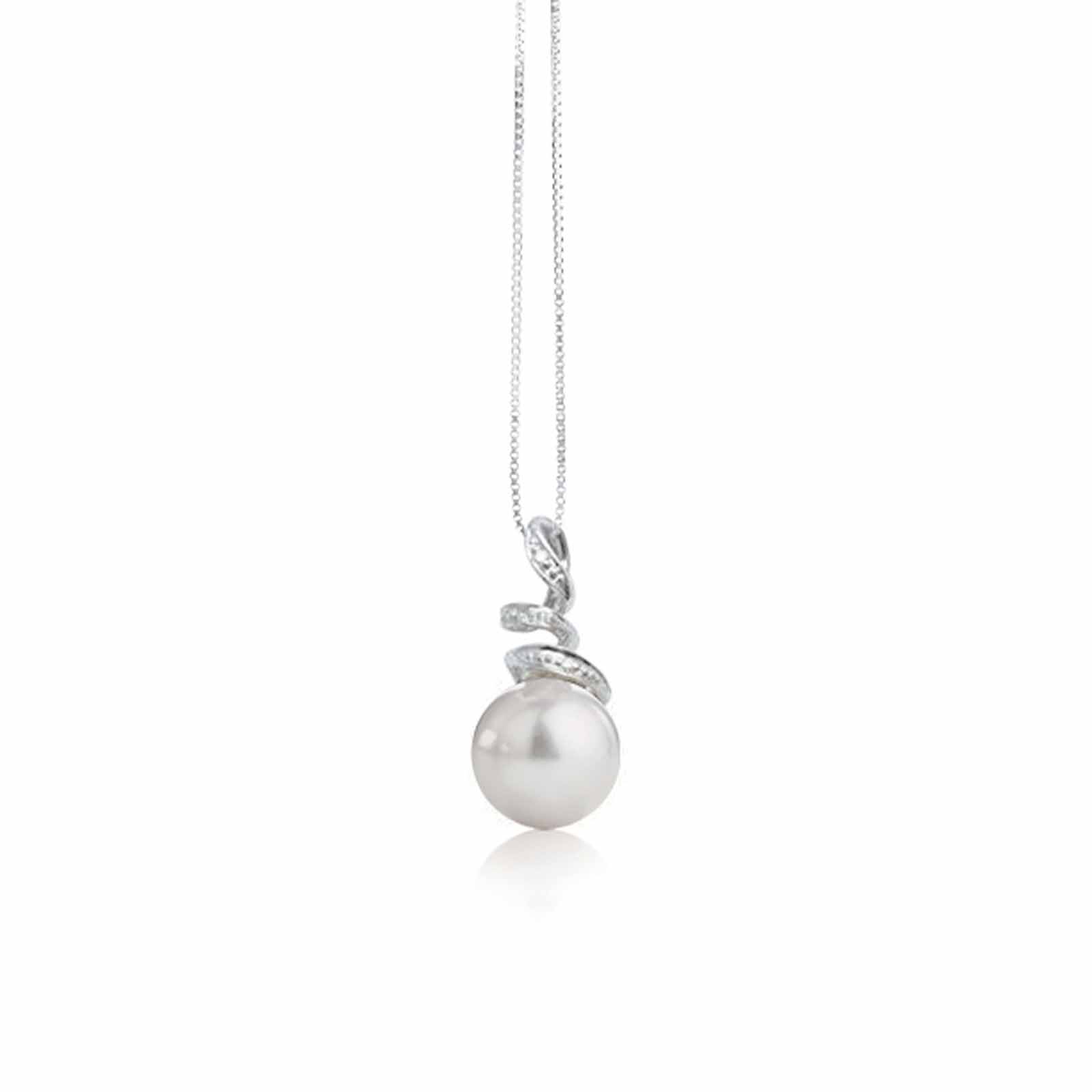 Set | Pendente in oro bianco, perla e diamanti
