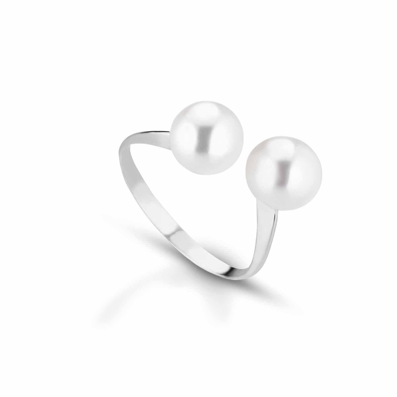 Lune Young | Anello in oro bianco e perle