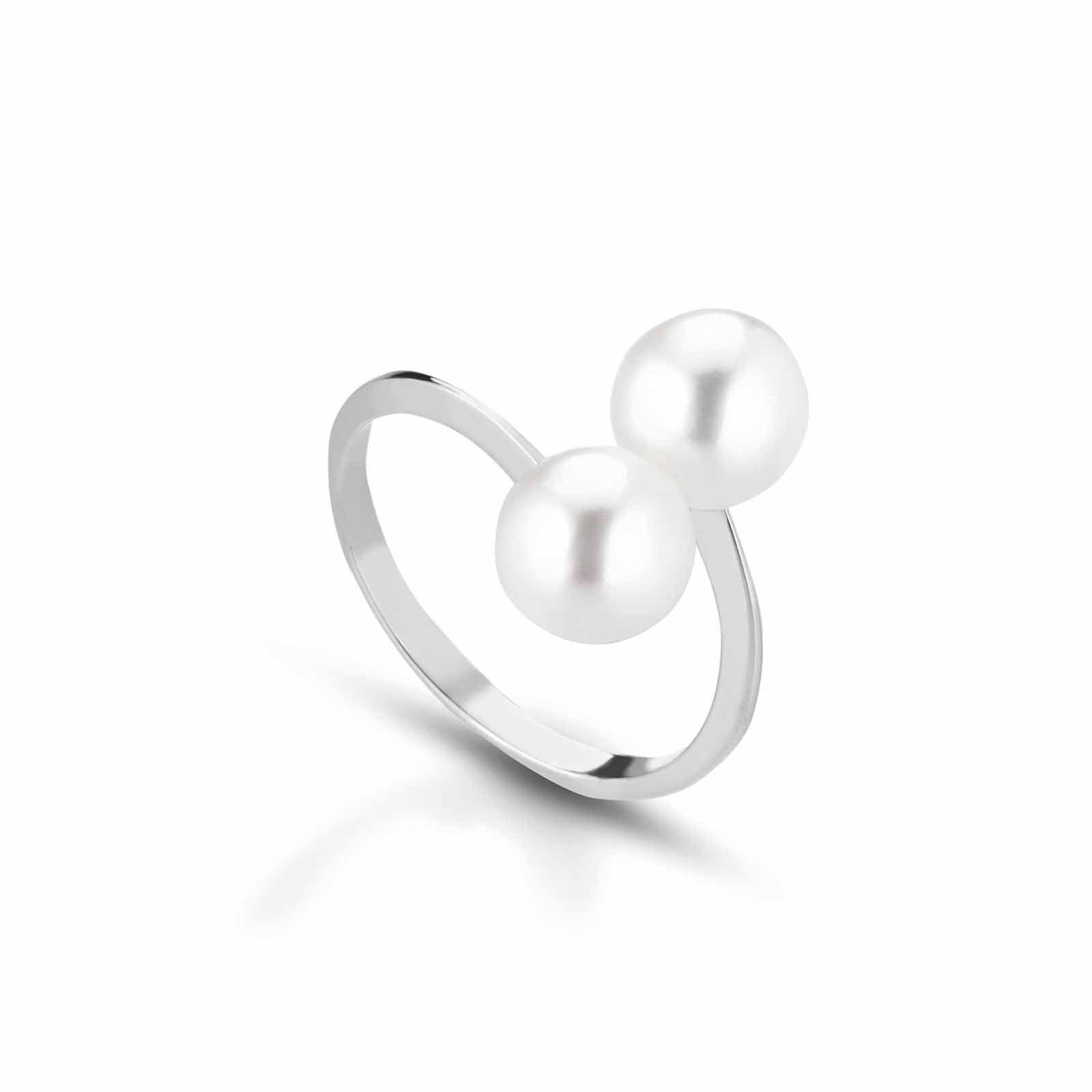 Lune Young | Anello in oro bianco e perle
