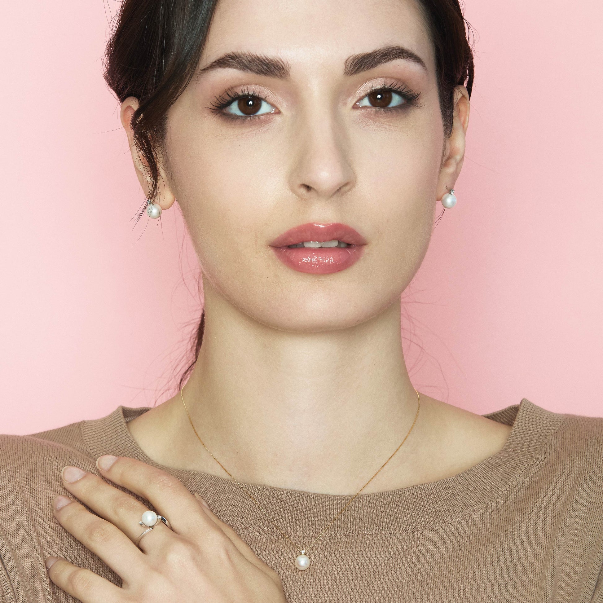 Lune Young | Anello in oro, perla e diamanti