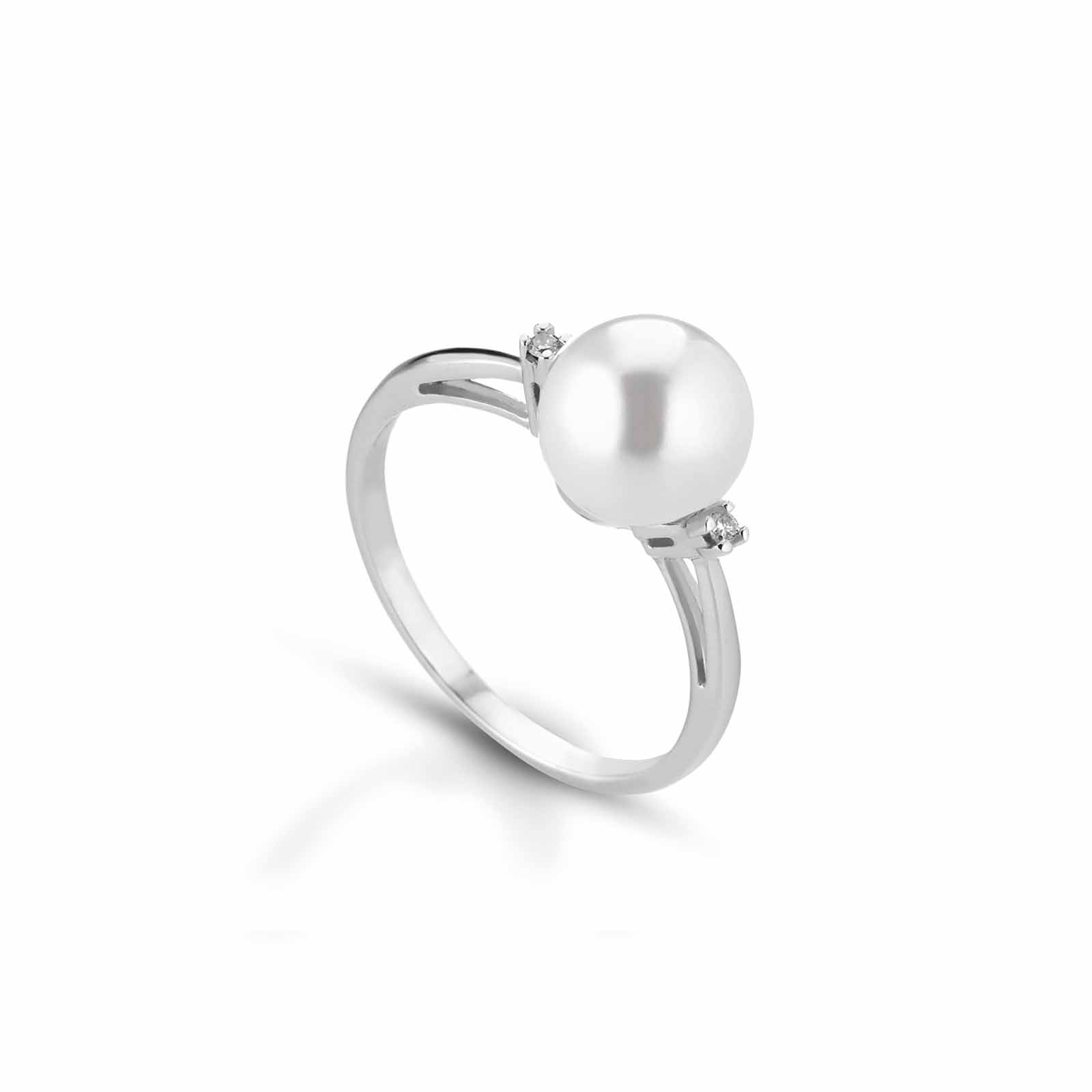 Set | Anello in oro bianco, perla e diamanti