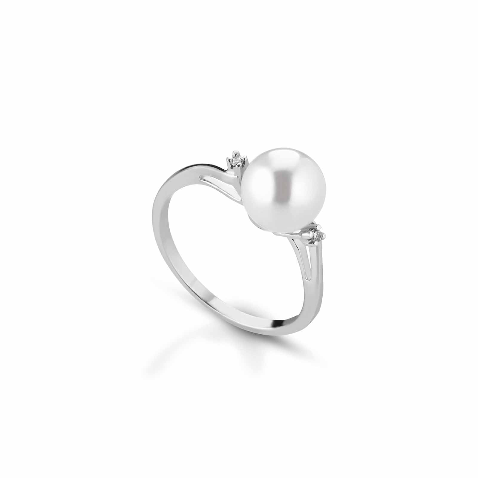 Set | Anello in oro bianco, perla e diamanti