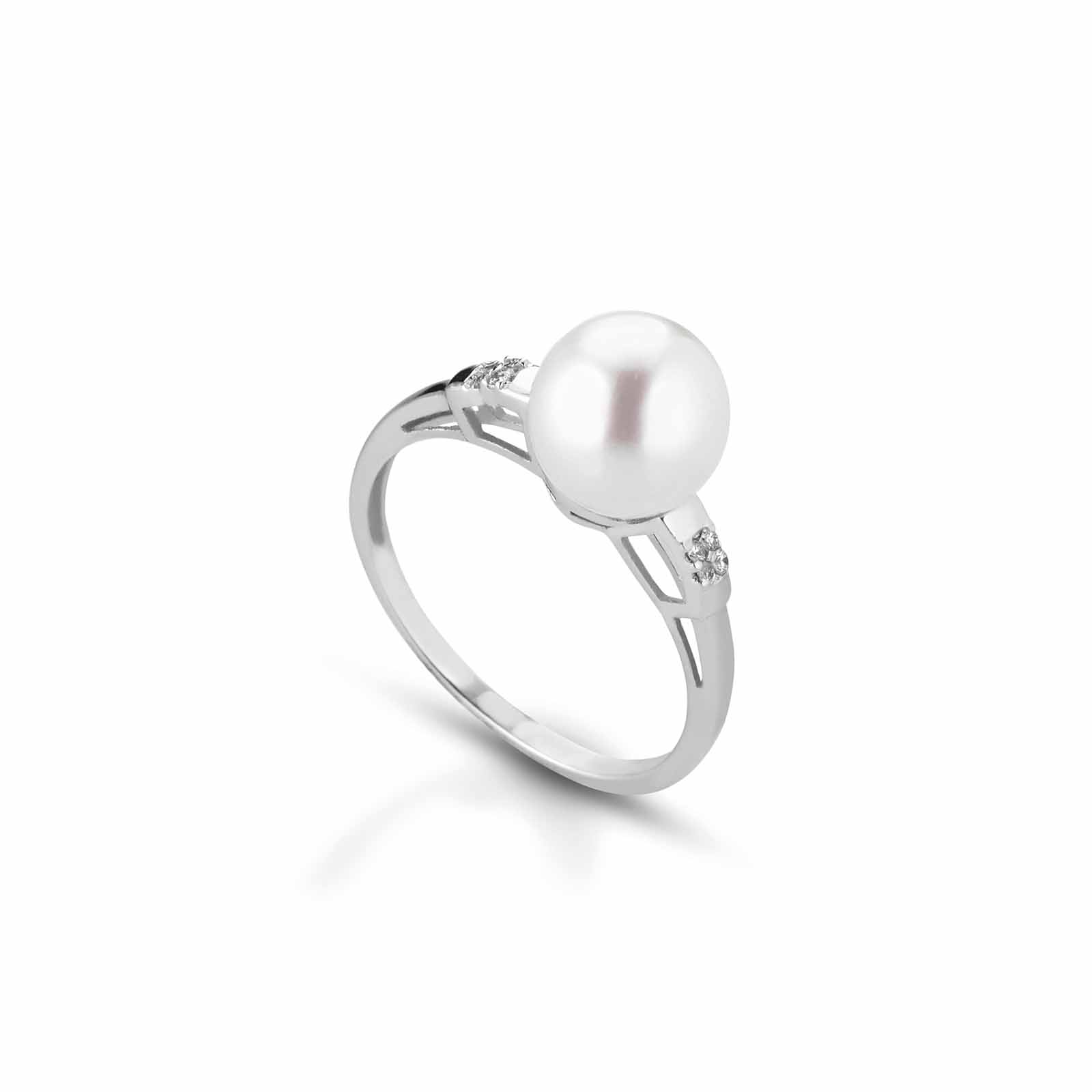 Set | Anello in oro bianco, perla e diamanti