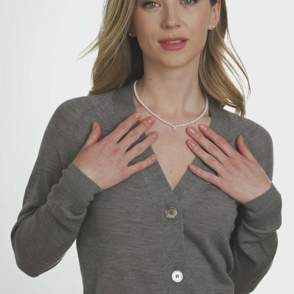 Ninfea | Collana con perle in oro, zaffiro blu e diamanti