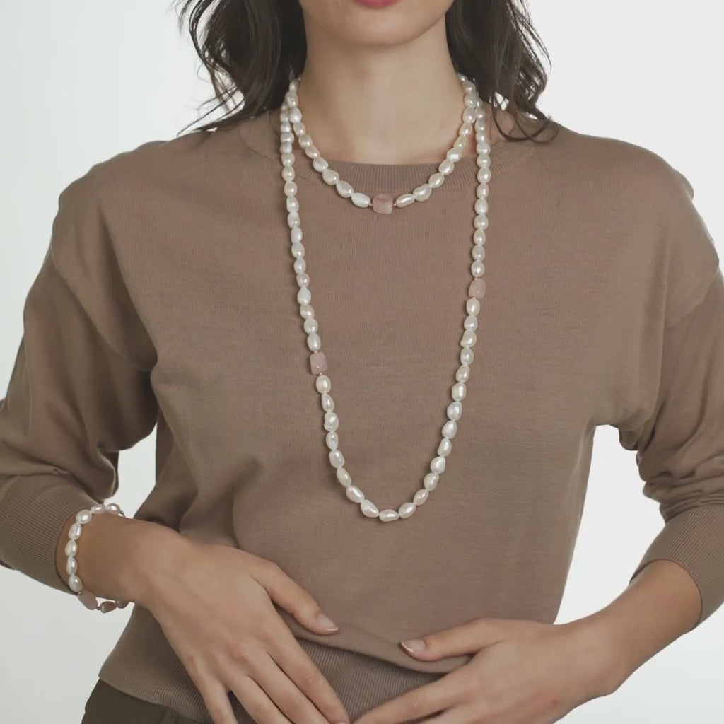 Barocca | Bracciale con perle barocche, oro e pietre naturali