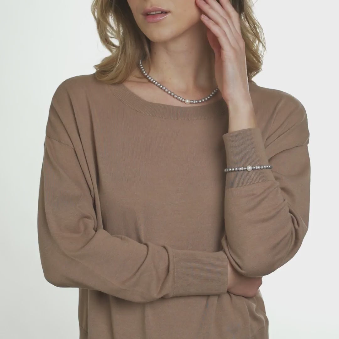 Principessa | Bracciale con perle grigie in oro