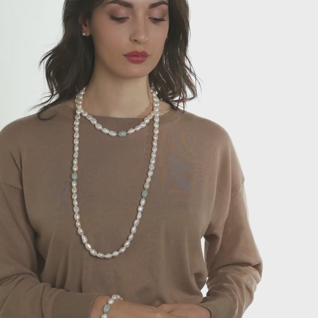 Barocca | Bracciale con perle barocche, oro e acquamarina